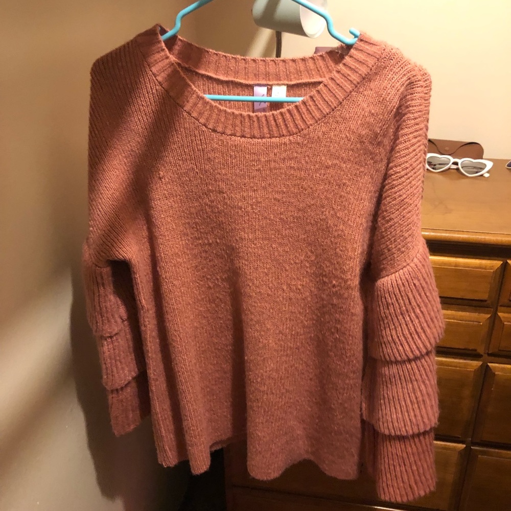 Pink Bell-Sleeve Sweater